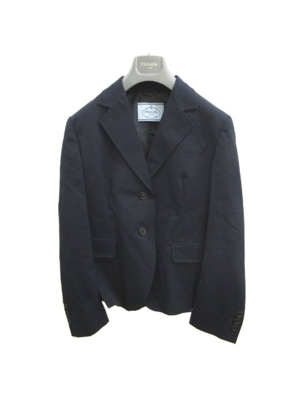 Prada Tailored Jacket Fully Lined Navy Long Sleeve Belt Included